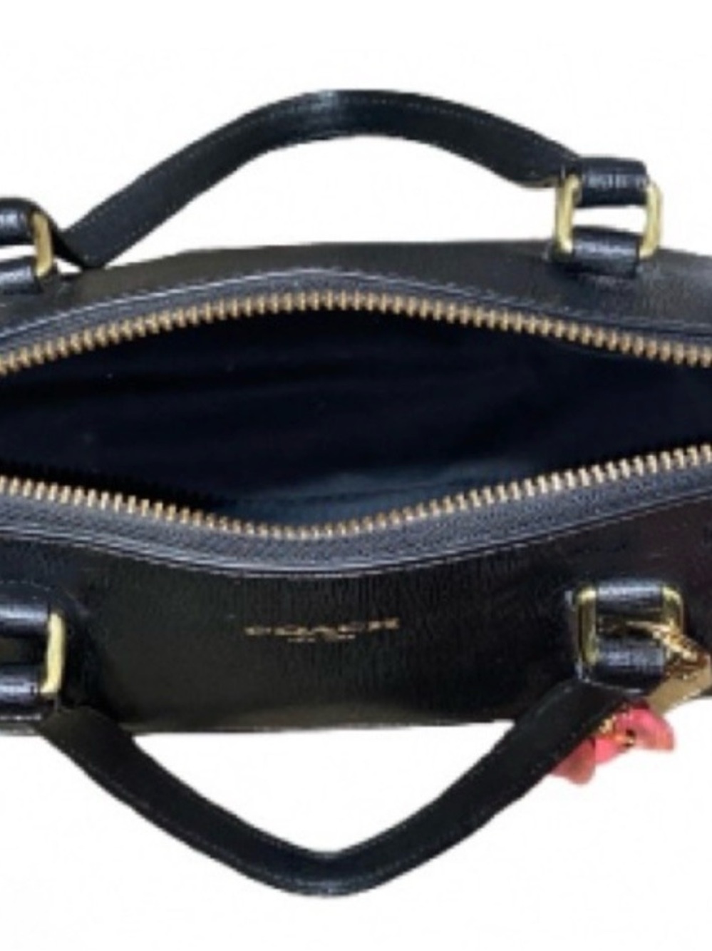 Coach Black Leather Satchel with Cherry Charm - Picture 5 of 5